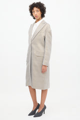 Dries Van Noten Grey & Gold Geometric Jacquard Coat