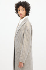 Dries Van Noten Grey & Gold Geometric Jacquard Coat