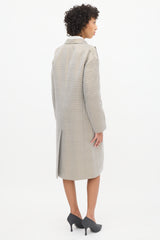 Dries Van Noten Grey & Gold Geometric Jacquard Coat