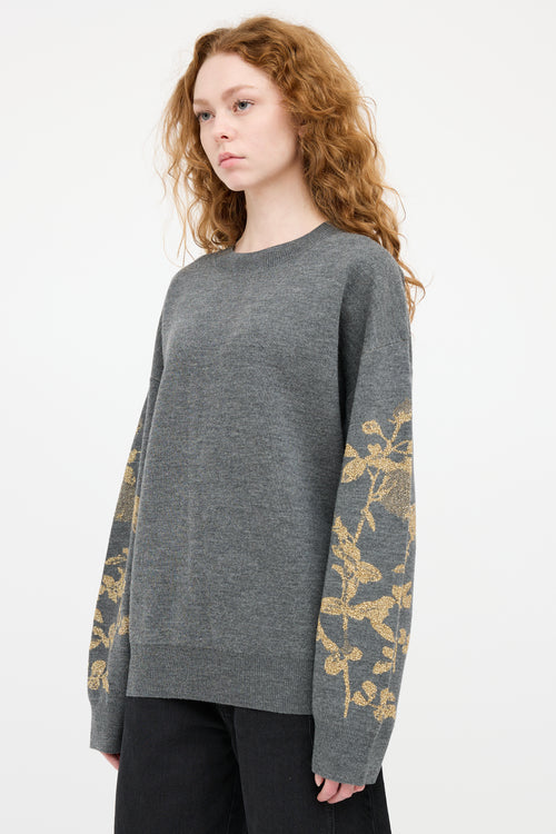 Dries Van Noten Grey & Gold Wool Knit Sweater