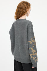 Dries Van Noten Grey & Gold Wool Knit Sweater