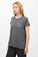 Dries Van Noten Grey Knit High Low Split Top