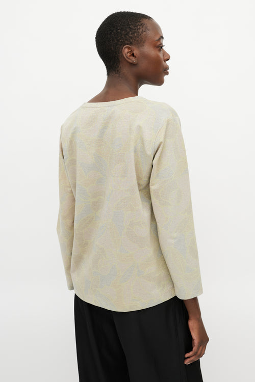 Dries Van Noten Grey & Multicolour Floral Metallic Sweater