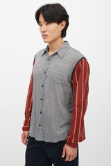 Dries Van Noten Grey & Multicolour Plaid Striped Shirt
