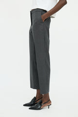 Dries Van Noten Grey Pinstripe Wool Pleated Pant