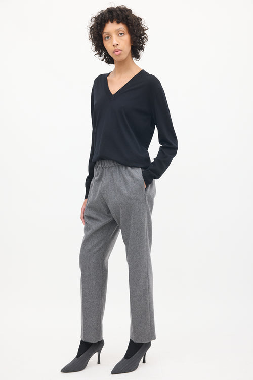 Dries Van Noten Grey Wool High Waist Tapered Trouser