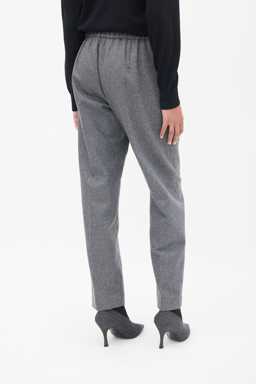 Dries Van Noten Grey Wool High Waist Tapered Trouser