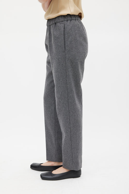 Dries Van Noten Grey Wool Tapered Leg Trouser