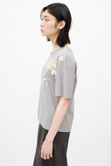 Dries Van Noten Grey & Yellow Floral Embroidered T-Shirt