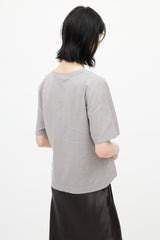 Dries Van Noten Grey & Yellow Floral Embroidered T-Shirt