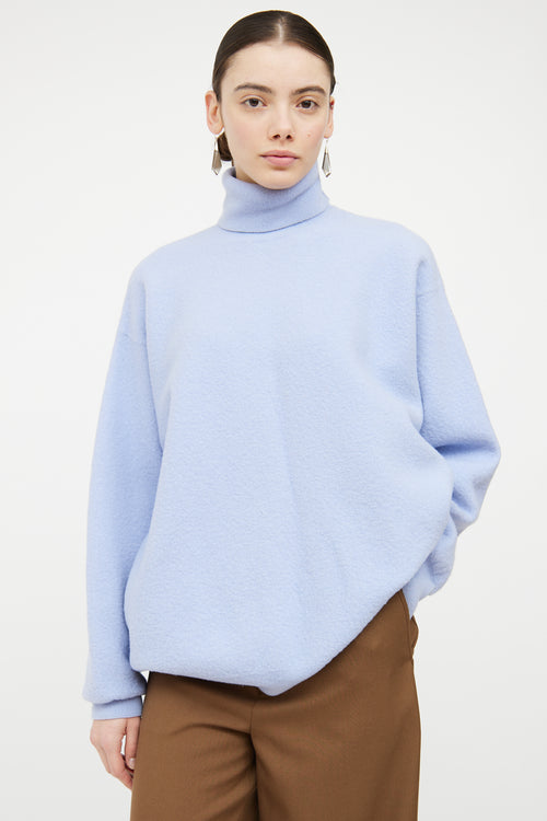 Dries Van Noten Blue Wool Knit Turtleneck