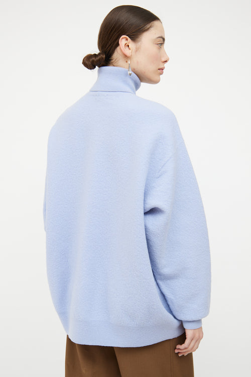 Dries Van Noten Blue Wool Knit Turtleneck