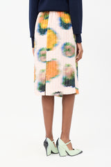 Dries Van Noten Light Pink & Multi Dyed Nylon & Silk Puckered Skirt