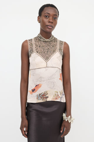 Dries Van Noten Mesh & Satin Panelled Top