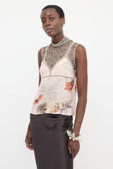 Dries Van Noten Mesh & Satin Panelled Top