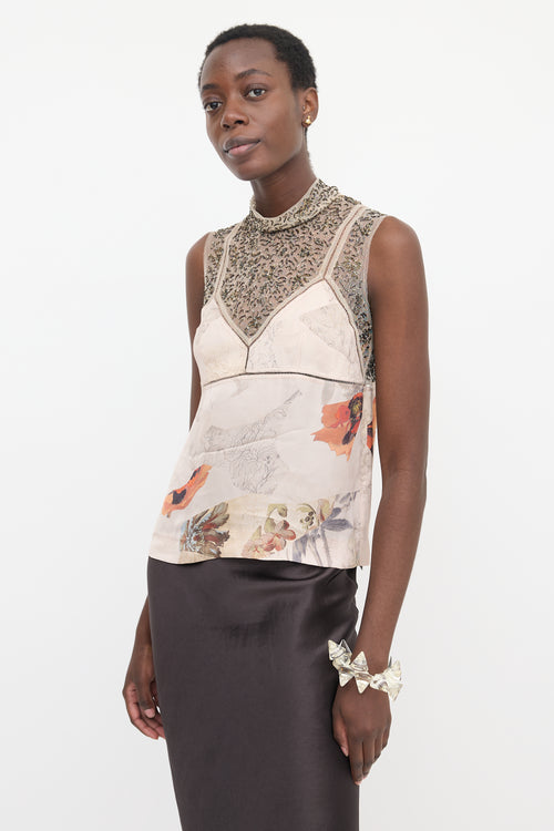 Dries Van Noten Mesh & Satin Panelled Top