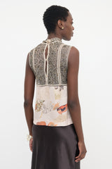 Dries Van Noten Mesh & Satin Panelled Top