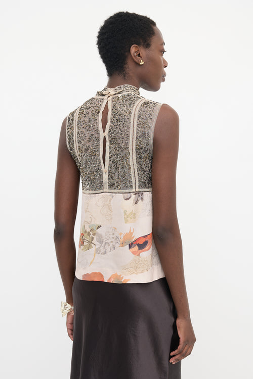 Dries Van Noten Mesh & Satin Panelled Top