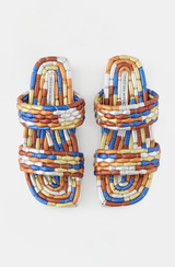Dries Van Noten Metallic Leather Woven Sandal
