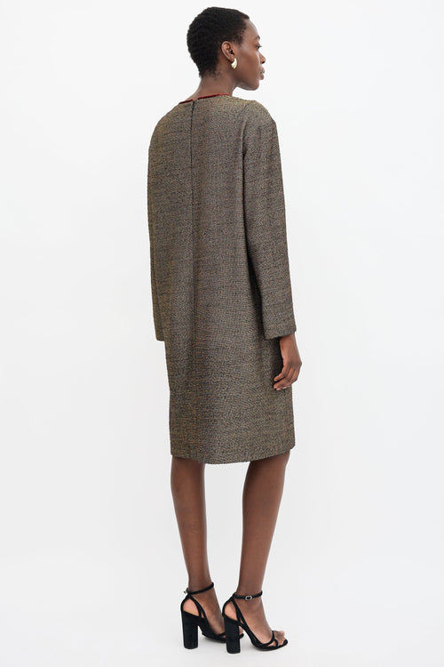 Dries Van Noten Metallic Wool Panel Dress