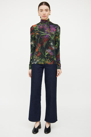 Dries Van Noten Black & Multicolour Floral Top