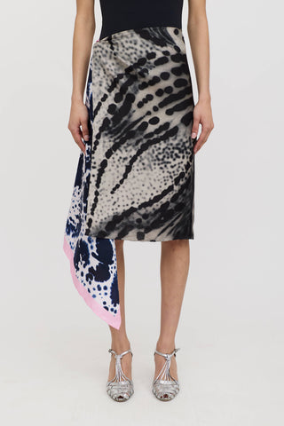 Dries Van Noten Silk Tie Dye Wrap Skirt