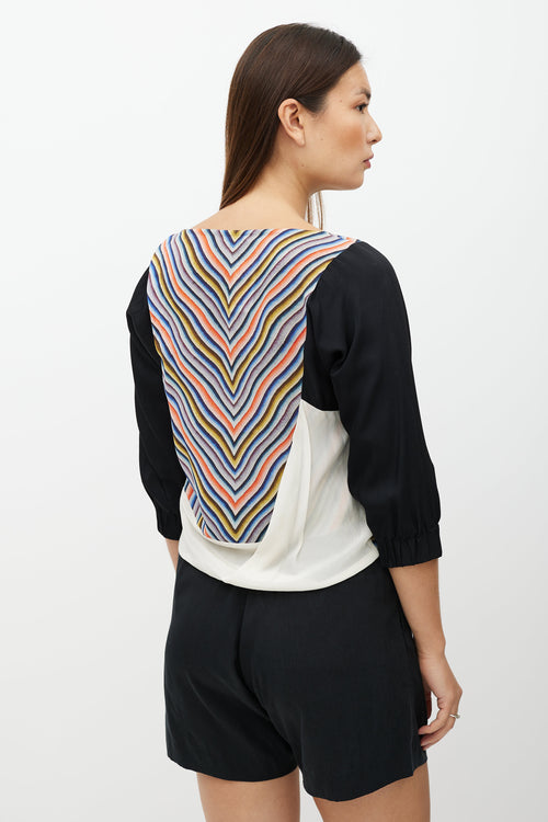 Dries Van Noten Black & Multicolour Pattern Silk Top