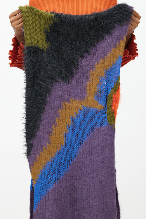 Dries Van Noten Multicolour Mixed Yarn Knit Long Scarf