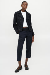 Dries Van Noten Navy & Brown Striped Trouser