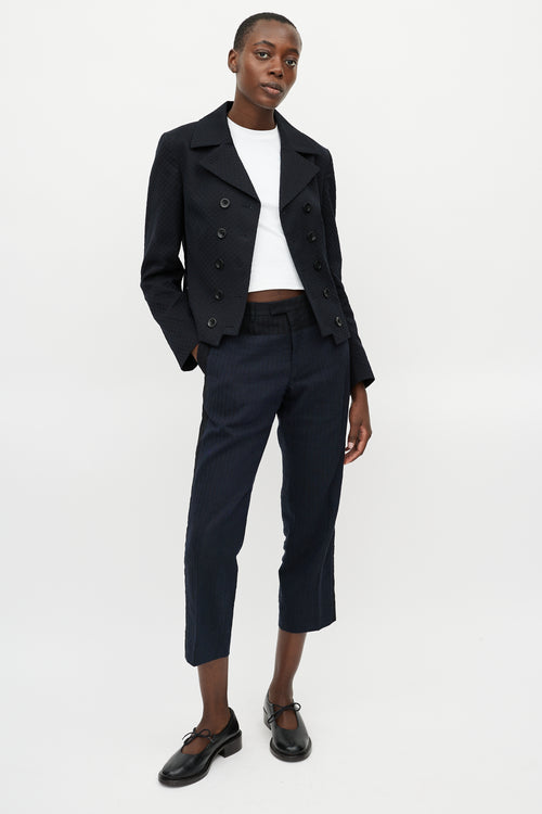 Dries Van Noten Navy & Brown Striped Trouser