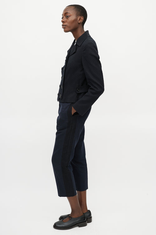 Dries Van Noten Navy & Brown Striped Trouser