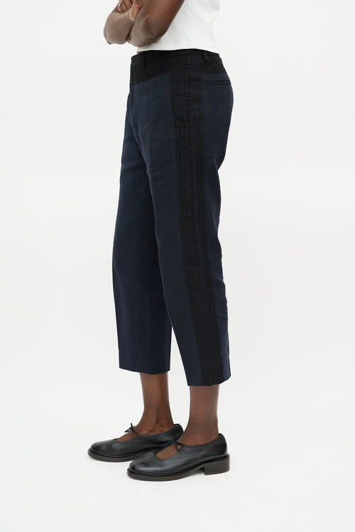 Dries Van Noten Navy & Brown Striped Trouser