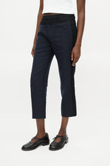 Dries Van Noten Navy & Brown Striped Trouser