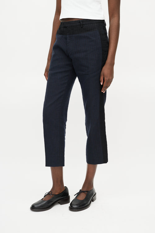 Dries Van Noten Navy & Brown Striped Trouser