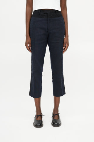 Dries Van Noten Navy & Brown Striped Trouser