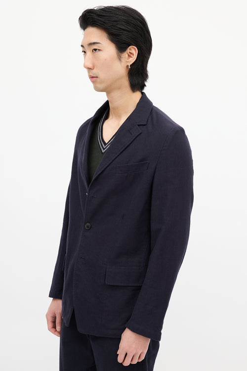 Dries Van Noten Navy Cotton & Wool Pinstripe Blazer