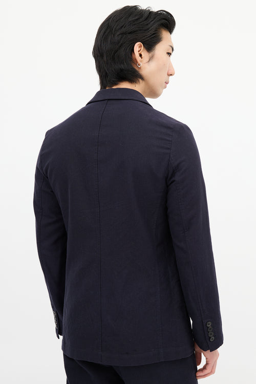 Dries Van Noten Navy Cotton & Wool Pinstripe Blazer