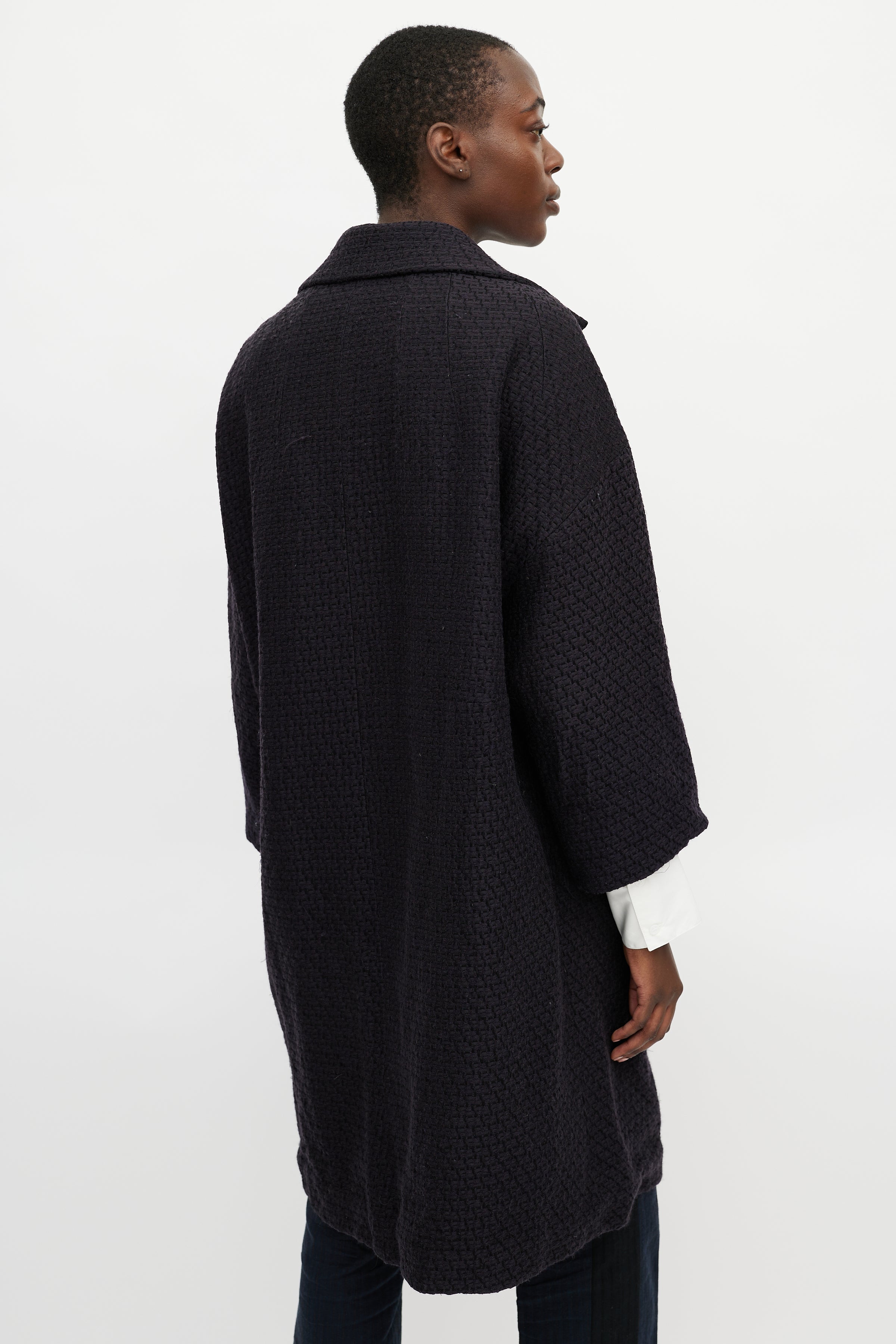 Dries Van Noten // Navy Jacquard Wool Coat – VSP Consignment