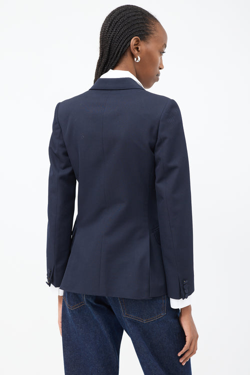 Dries Van Noten Navy Wool Double Breasted Blazer