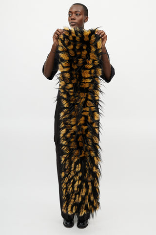 Black & Yellow Greta Faux Fur Scarf