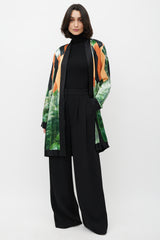 Dries Van Noten Orange & Black Printed Robe Dress