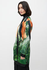 Dries Van Noten Orange & Black Printed Robe Dress