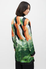 Dries Van Noten Orange & Black Printed Robe Dress