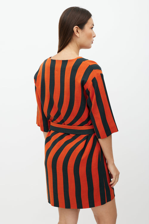 Dries Van Noten Black & Orange Wave Pattern Dress