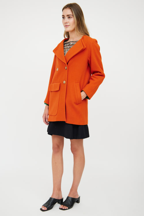 Dries Van Noten Orange Wool Double Lapel Jacket