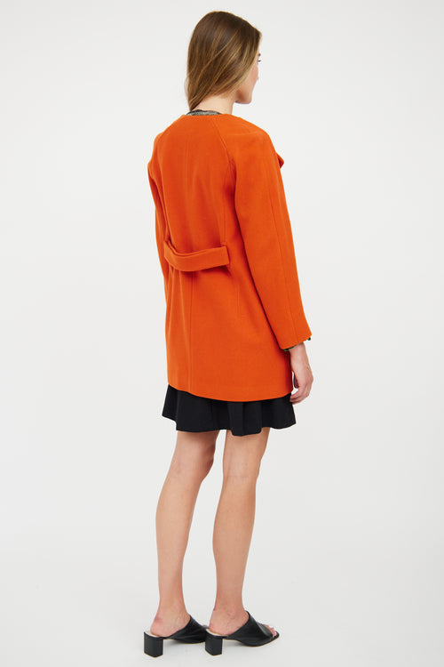 Dries Van Noten Orange Wool Double Lapel Jacket