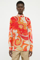 Dries Van Noten Orange & Beige Long Sleeve Top