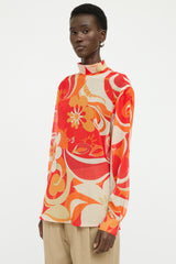Dries Van Noten Orange & Beige Long Sleeve Top
