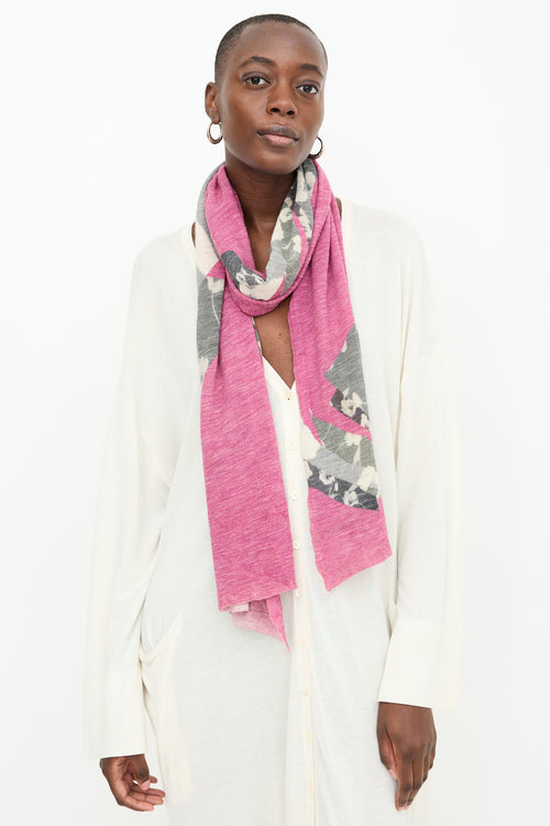 Dries Van Noten Wool Knit Floral Scarf