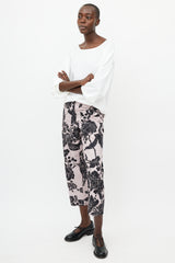 Dries Van Noten Pink & Black Cropped Floral Trouser